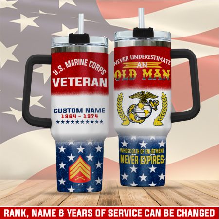 United States Marine Corps Custom  Quencher 30oz or 40oz Stainless Steel  Tumbler HG With Handle