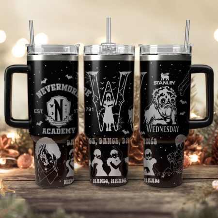 Wednesday Addams TV Series Custom Stanley Quencher HG 40oz or 30oz Engraved  Stainless Steel Tumbler With Handle