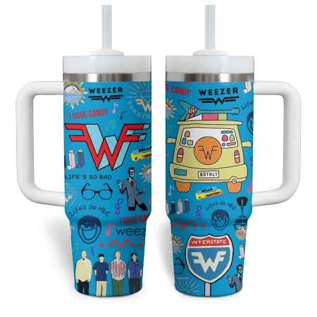 Weezer Music Custom Stanley Quencher 30oz or 40oz Stainless Steel Tumbler With Handle HG