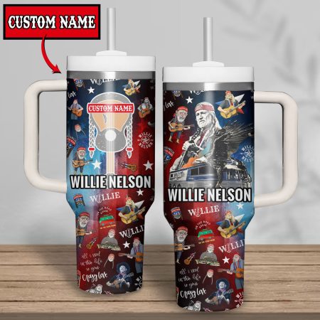 Willie Nelson Music Custom Stanley Quencher 30oz or 40oz Stainless Steel Tumbler With Handle HG With Handle