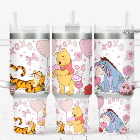 Winnie The Pooh Cartoon Custom  Quencher 40oz Stainless Steel Tumbler HG With Handle