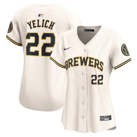 Christian Yelich Milwaukee Brewers Nike Women’s Home Limited Player Jersey – Cream –