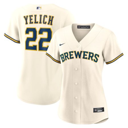 Christian Yelich Milwaukee Brewers Nike Women’s Home Replica Player Jersey – Cream –