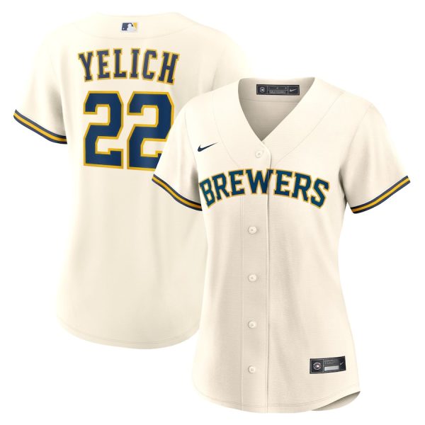Christian Yelich Milwaukee Brewers Nike Women’s Home Replica Player Jersey – Cream –