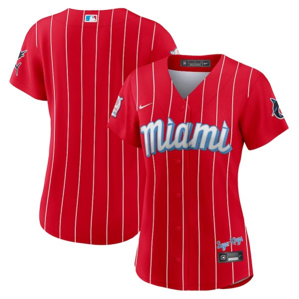 Miami Marlins Nike Women’s City Connect Replica Jersey – Red –