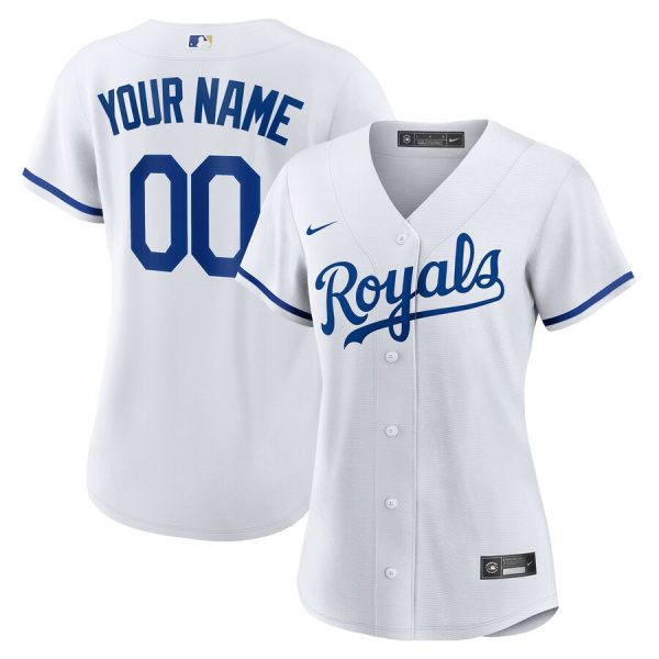 Kansas City Royals Nike Women’s Replica Custom Jersey – White –