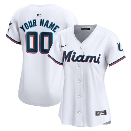 Miami Marlins Nike Women’s Home Limited Custom Jersey – White –
