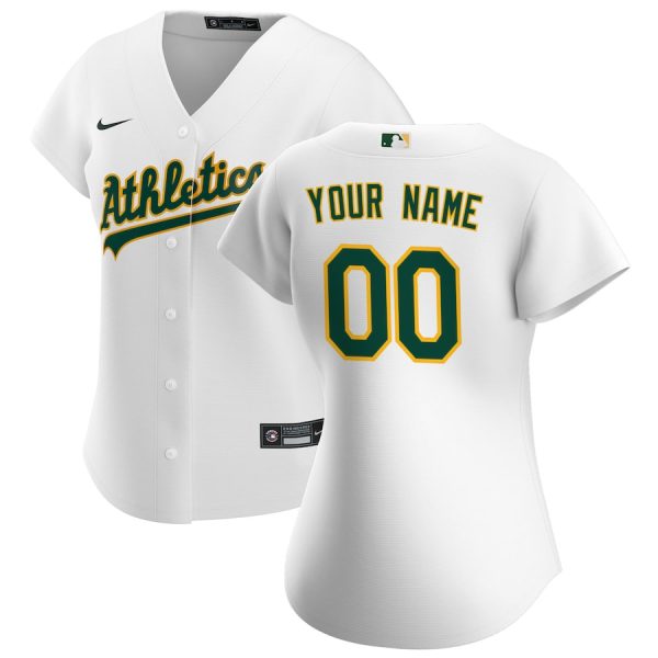 Oakland Athletics Nike Women’s Home Replica Custom Jersey – White –