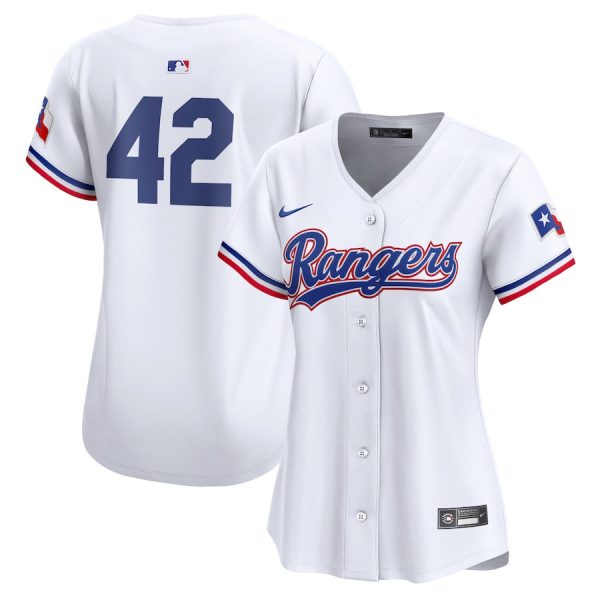 Texas Rangers Nike Women’s 2024 Jackie Robinson Day Home Limited Jersey – White –
