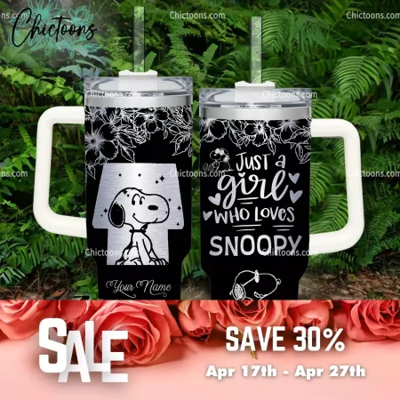 Snopi Cartoon Custom Stanley Quencher HG 40oz or 30oz Engraved  Stainless Steel Tumbler