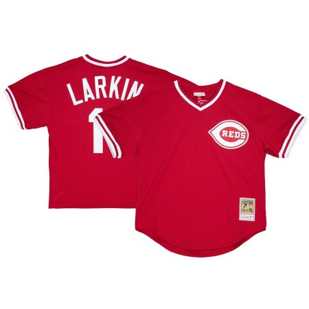 Barry Larkin Cincinnati Reds Mitchell & Ness Youth Cooperstown Collection Mesh Batting Practice Jersey – Red –