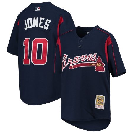 Chipper Jones Atlanta Braves Mitchell & Ness Youth Cooperstown Collection Mesh Batting Practice Jersey – Navy –