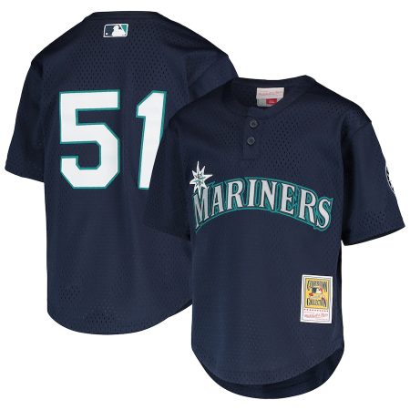 Ichiro Suzuki Seattle Mariners Mitchell & Ness Youth Cooperstown Collection Mesh Batting Practice Jersey – Navy –