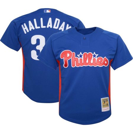 Roy Halladay Philadelphia Phillies Mitchell & Ness Youth Cooperstown Collection Mesh Batting Practice Jersey – Royal –