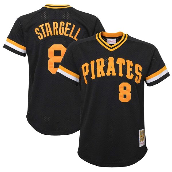 Willie Stargell Pittsburgh Pirates Mitchell & Ness Youth Cooperstown Collection Mesh Batting Practice Jersey – Black –