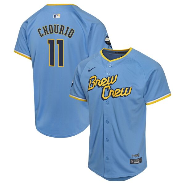 Jackson Chourio Milwaukee Brewers Nike Youth City Connect Limited Player Jersey – Powder Blue –