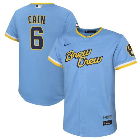 Lorenzo Cain Milwaukee Brewers Nike Youth City Connect Replica Player Jersey – Powder Blue –