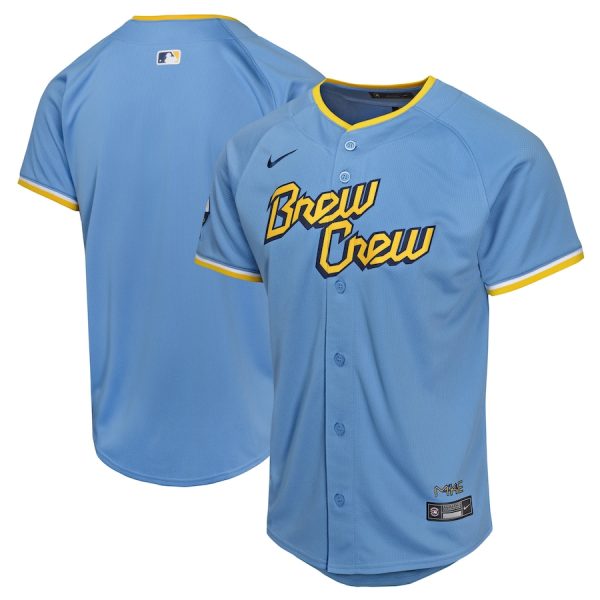 Milwaukee Brewers Nike Youth City Connect Limited Jersey – Powder Blue –