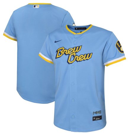 Milwaukee Brewers Nike Youth City Connect Replica Team Jersey – Powder Blue –