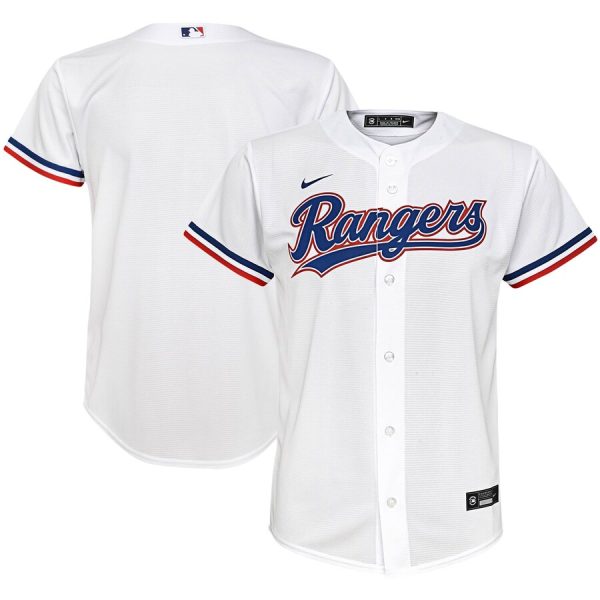 Texas Rangers Nike Youth Home Replica Team Jersey – White –
