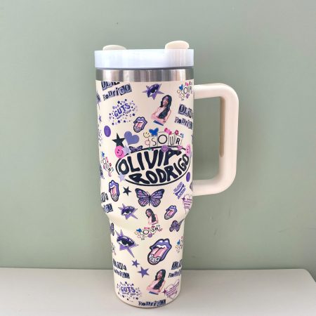 Olivia Rodrigo Music Custom Quencher Stainless Steel Custom Quencher 30oz or 40oz Stainless Steel Tumbler With Handle HG With Handle