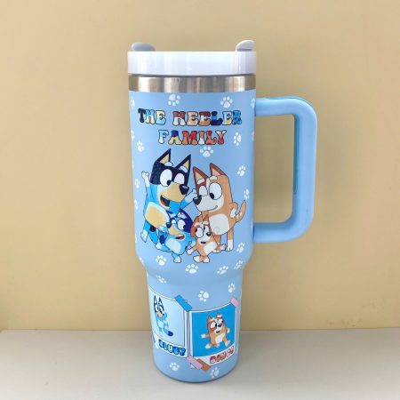 Bluey The Heeler Family Quencher 40oz Stainless Steel Tumbler CP With Handle