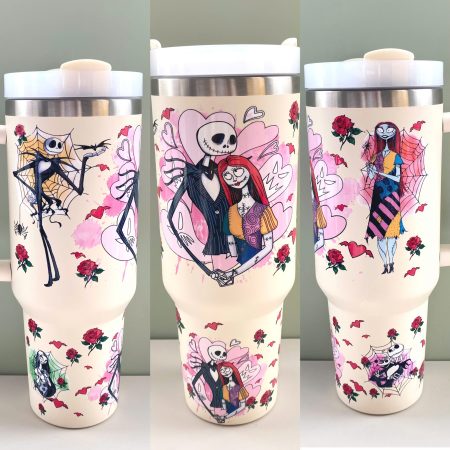 [ Discount ] Rose Quartz Jack and Sally Nightmare Before Christmas Valentine Gift for Her, Him on Birthday Xmas 30oz or 40oz Tumbler CP