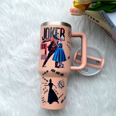 Dust Pink Joker Why So Serious  Quencher 30oz Or 40oz Stainless Steel Tumbler With Handle CP